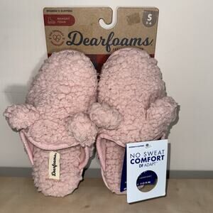 Dearfoams Slippers Slip On Dusty Rose Pink Sz S (5-6) New w/Tags /lCozy /Fuzzy
